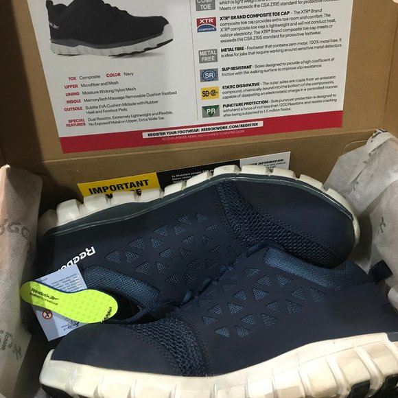 REEBOK Sublite Cushion Work Safety Shoes - Navy Blue Men 12 - CSA Approved - Picture 4 of 10